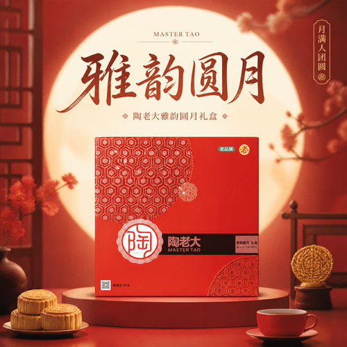 山姆超市陶老大月饼礼盒【雅韵圆月820g】清真月饼五仁豆沙蛋黄中