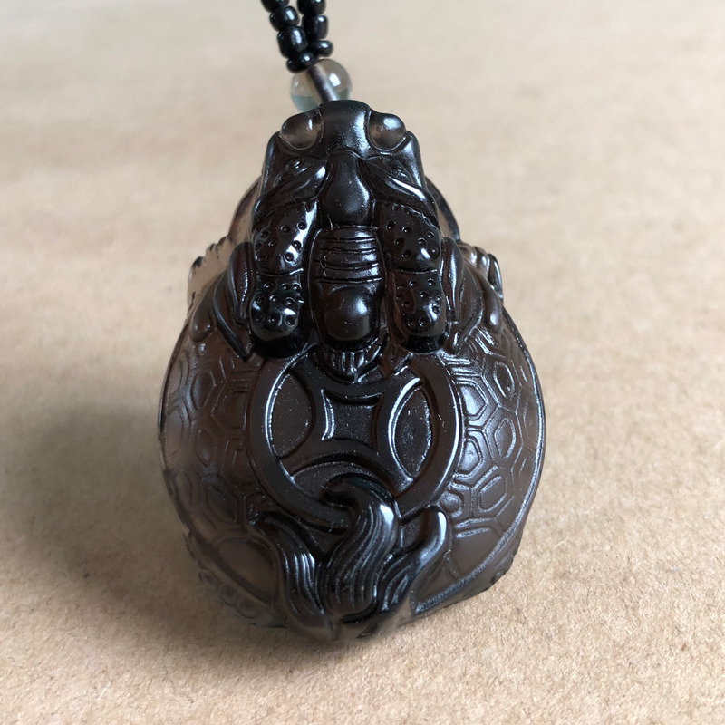 黑曜石冰种龙龟吊坠男女项链招财转运挂件玄武神龟挂坠祝寿礼项链