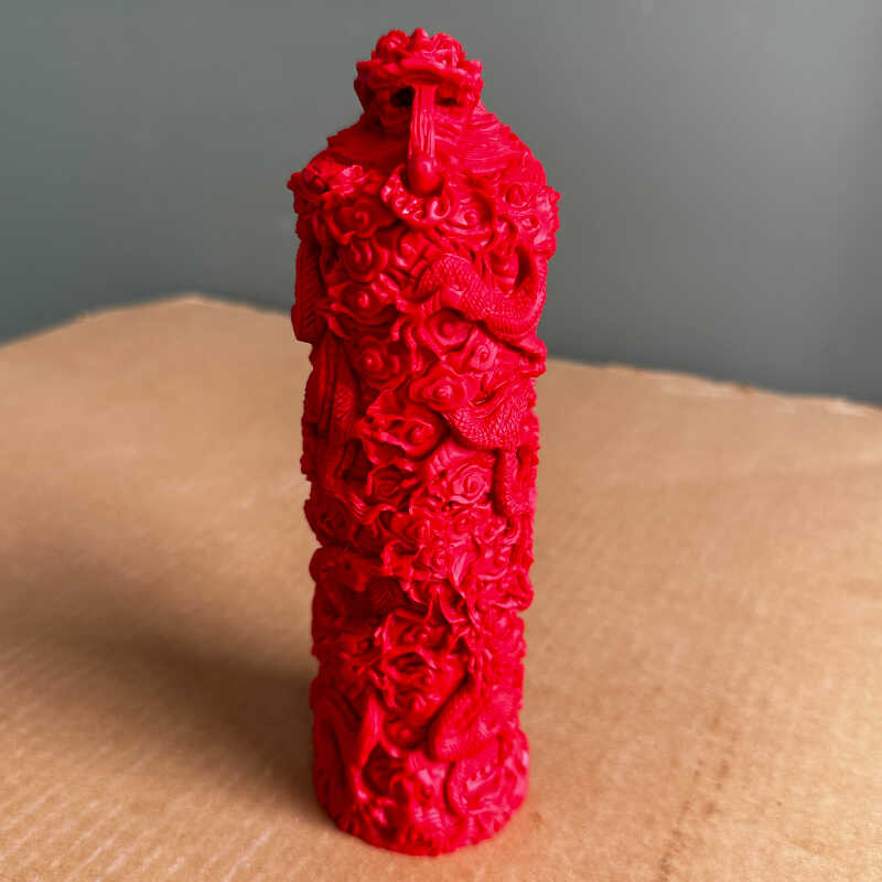 正红色朱砂九龙护主摆件九条龙戏珠桌面装饰摆台龙柱子玄关新家摆