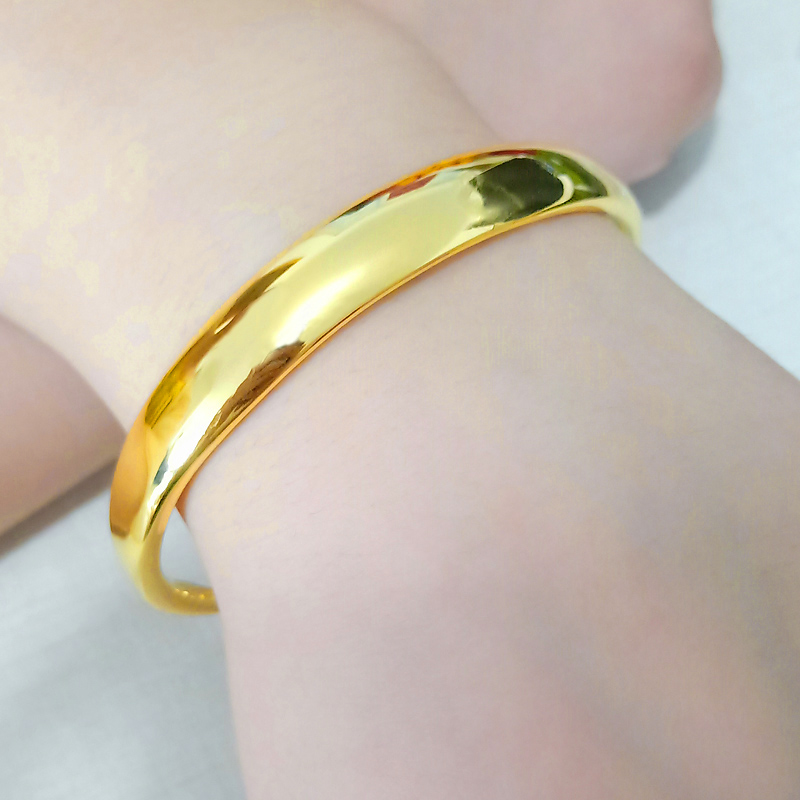 黄金手镯女款9999足金光面真金首饰纯金镯子按克数送妈妈礼物