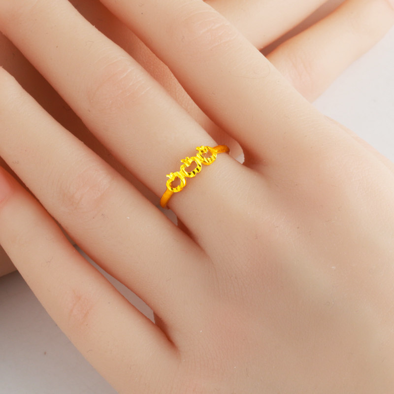 黄金戒指9999足金女士食指环5g时尚苹果新款纯金素圈真金首饰