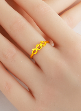 黄金戒指9999足金女士食指环5g时尚苹果新款纯金素圈真金首饰