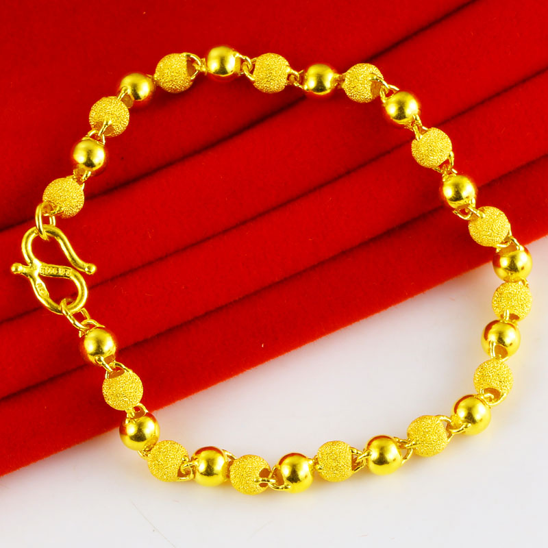 黄金手链女9999足金珠珠手镯纯金转运珠七夕情人节礼物送女友