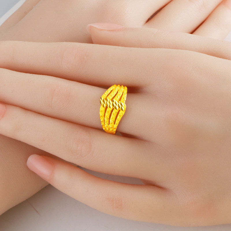 黄金戒指9999足金女款纯金食指环步步高升真金送老婆生日礼物