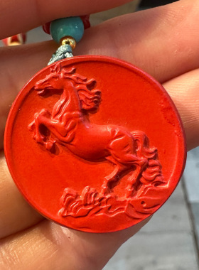 保真帝王红朱砂十二生肖吊坠男女圆款属相蛇飞马羊猴金鸡挂件坠子