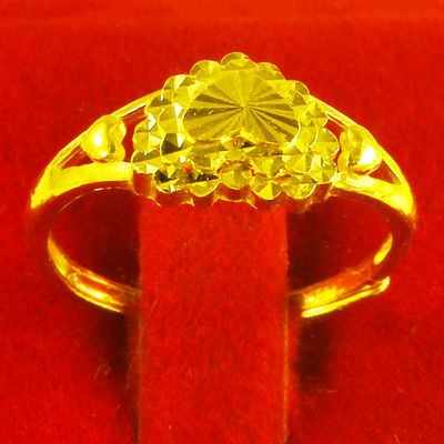 黄金戒指9999足金女款心心相守爱心形纯金指环素金首饰送老婆