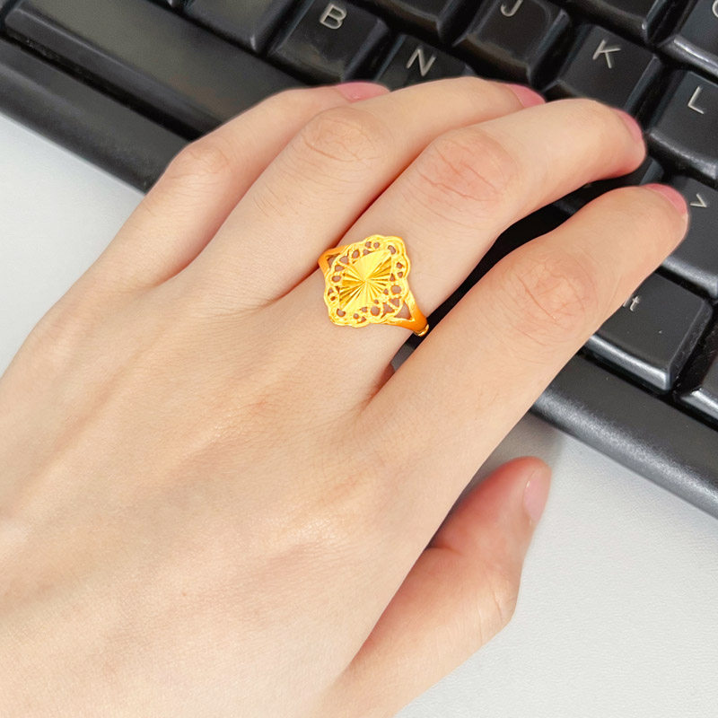 黄金戒指9999足金女款纯金指环新娘结婚首饰素金按克重送女友