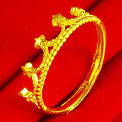 黄金戒指9999足金女款爱心形镂空食指环步步高纯金首饰送情人