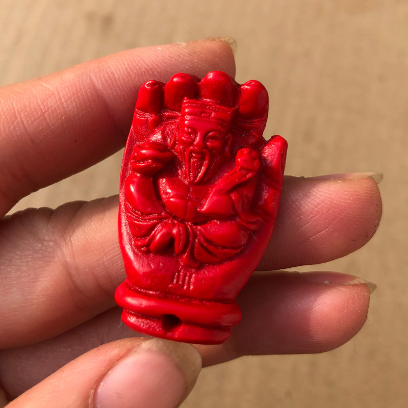 天然朱砂伸手来财吊坠 有求必应佛手金手打麻将随身财神玉佩挂件