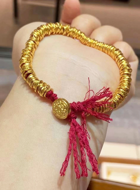 999足金小金片隔珠手链古法黄金实心配件隔圈手链项链纯金小金圈