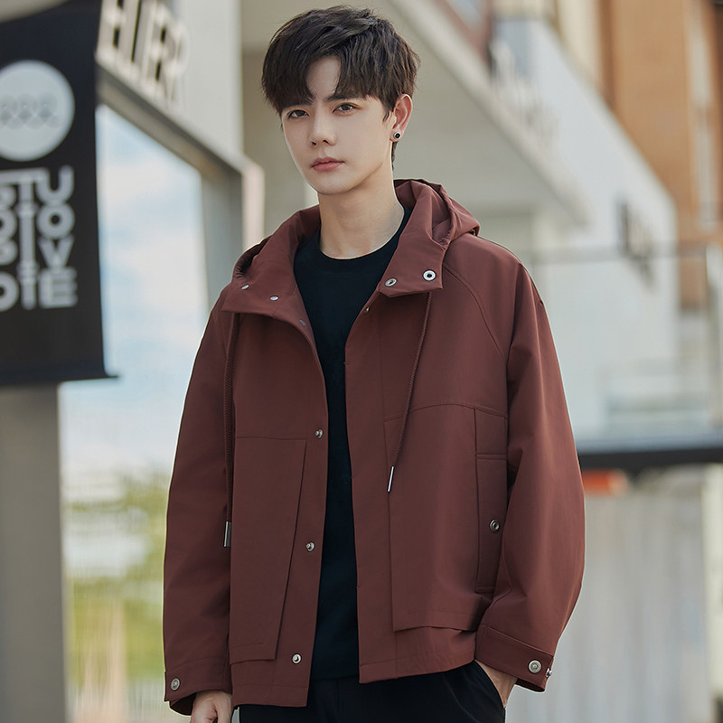 新款工装外套男士2025春秋季潮流连帽休闲夹克中男装J617-P215,男装夹克,电商A355（原A415）