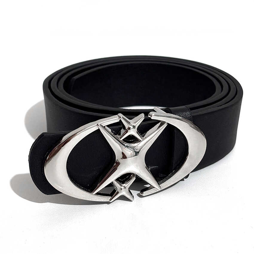 thumbnail for Direction oflight niche trouser belt American premium ins buckle belt black belt men's and women's accessories