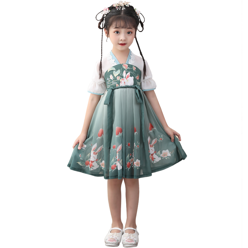 花语辞女童连衣裙汉服儿童女2024新款夏装小女孩古装公主裙春秋