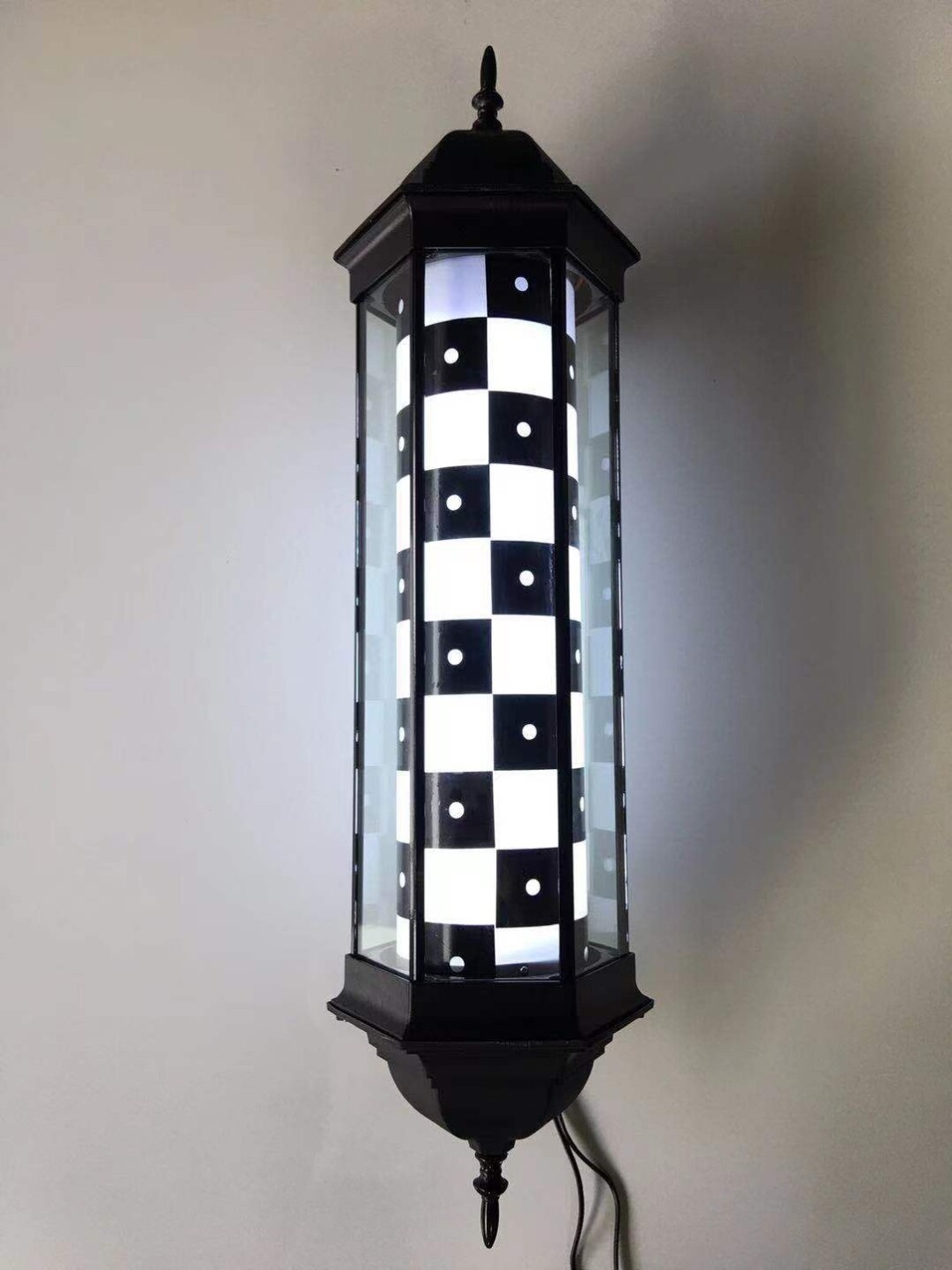 理发店转灯led 发廊旋转动美发超亮网红潮店户外防水美容半圆挂墙