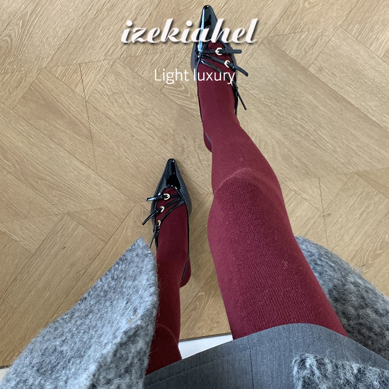 日本进口秋冬安哥拉红加厚羊绒连裤袜女御姐慵懒时髦打底裤