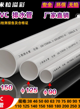 PVC排水管下水管道家用工程下水管塑料管材 50 63 75 80 90 180