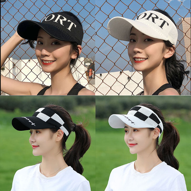 sport春夏女帽子户外棒球帽网红运动空顶针织帽字母透气加长檐遮