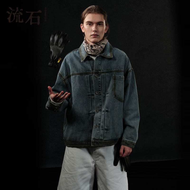 商场同款流石男装水洗牛仔外套潮