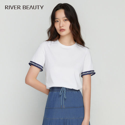 【柳哥优选】RB 女装夏季新款棉质直筒甜美风短袖T恤 RT22219517