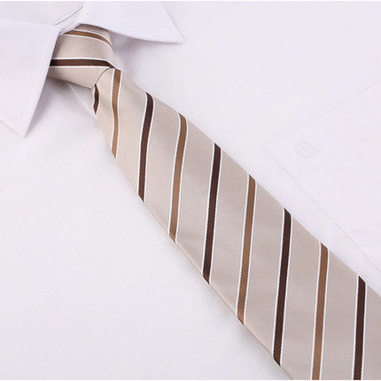香槟条纹手打拉链领带商务正装男女新郎结婚韩版窄懒人免打条纹