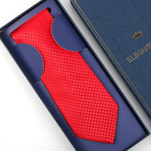 窄免打条纹领带礼盒 新郎结婚韩版 D19男女正装 商务领带红色拉链式