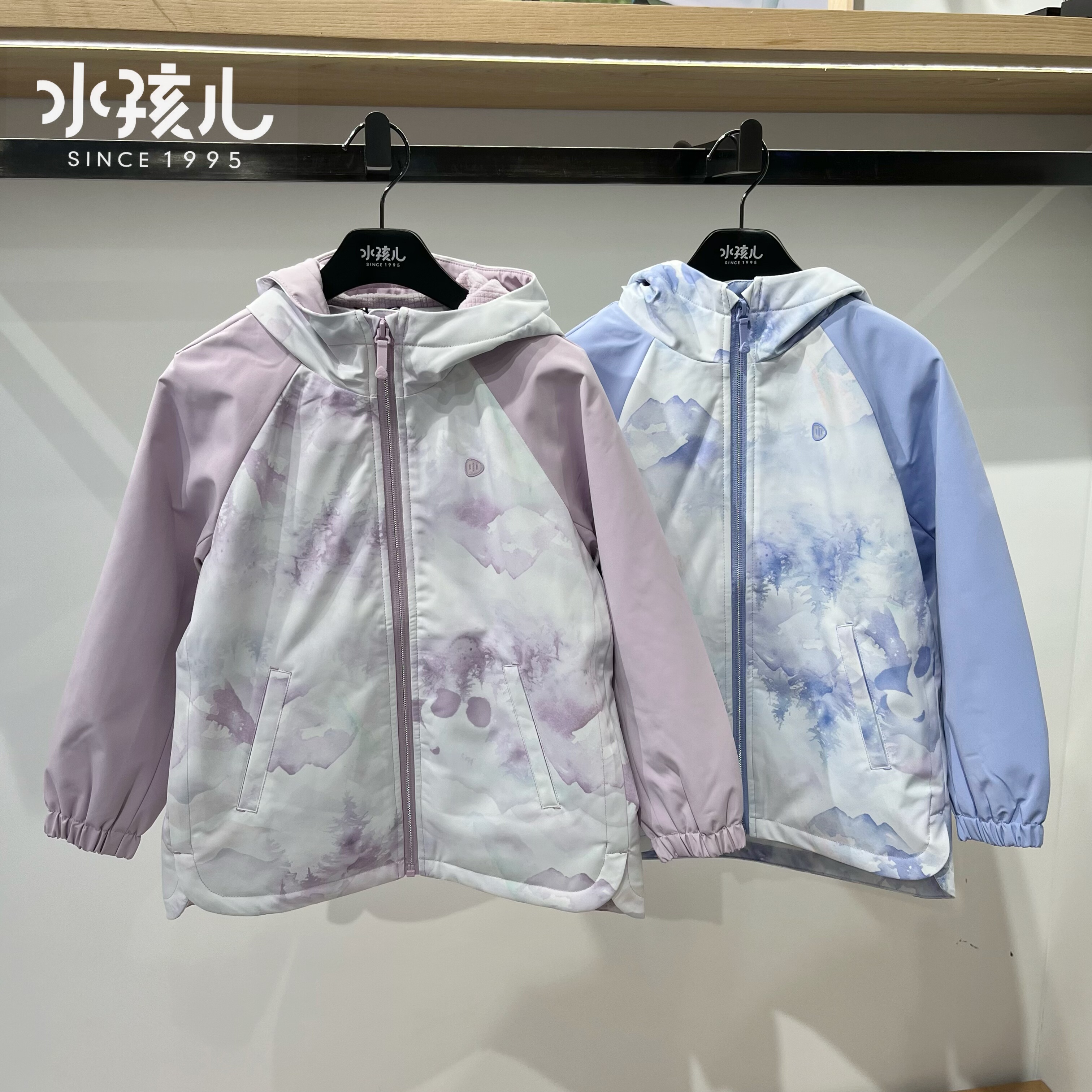 商场同款水孩儿童装女童加格子绒厚冲锋衣25冬季新款薄绒风衣外套