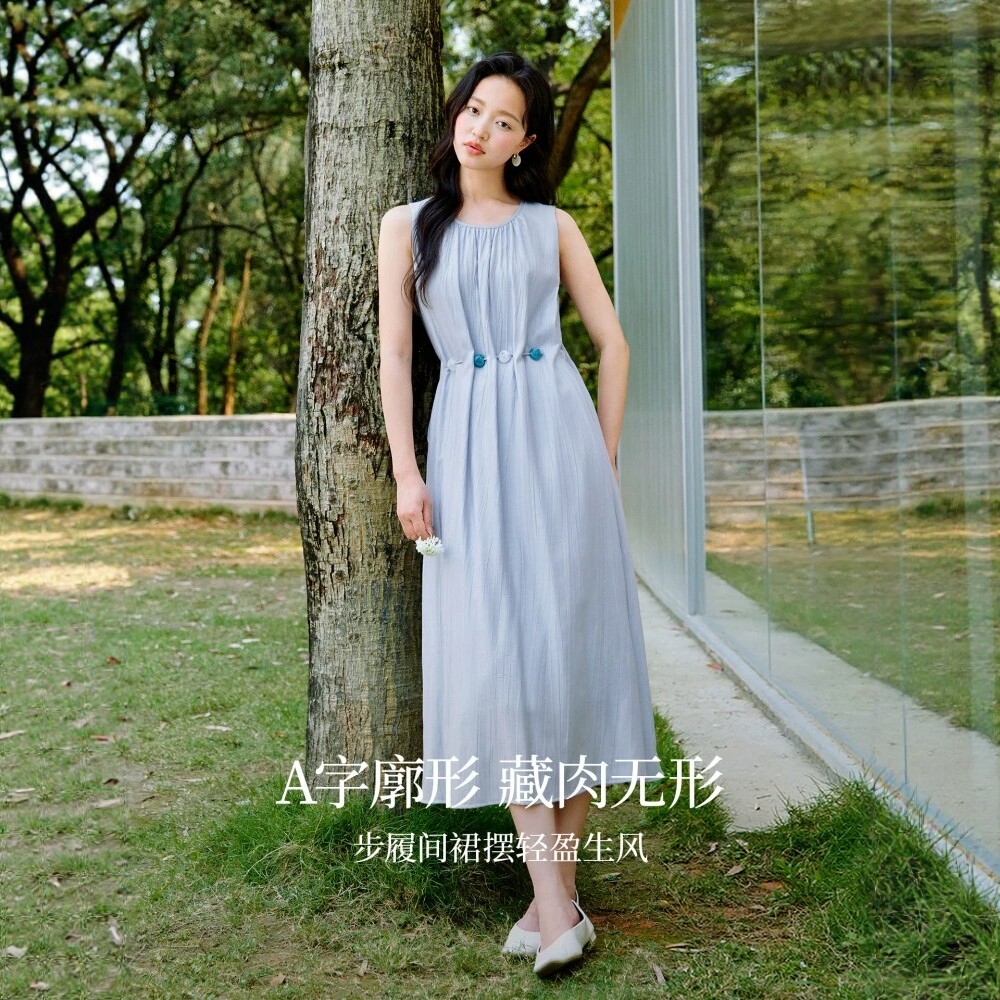 清仓法式度假风串珠显瘦连衣裙女2026年夏季新款小众无袖长裙子