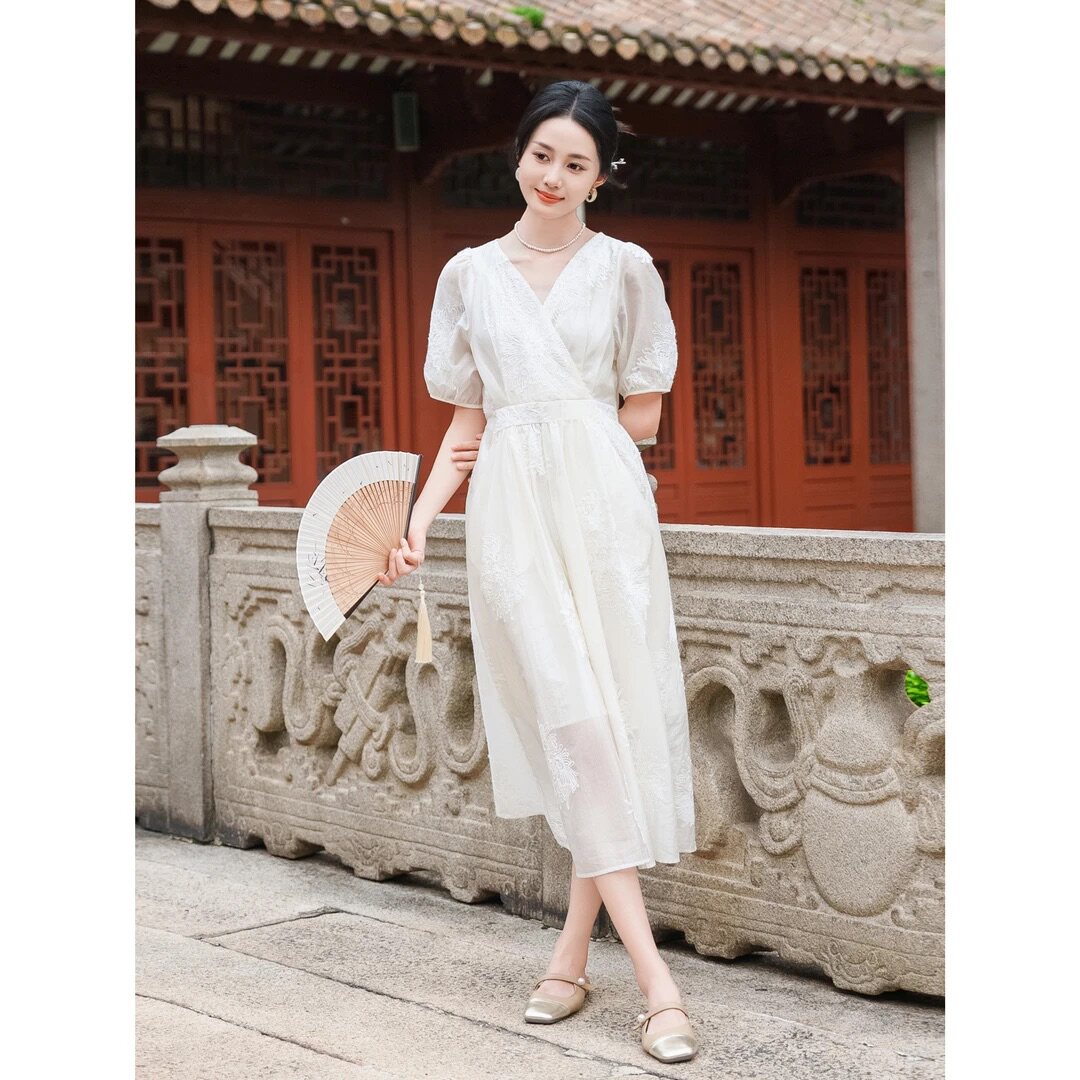 清仓夏季新中式连衣裙女2026年新款复古气质法式休闲收腰显瘦裙子