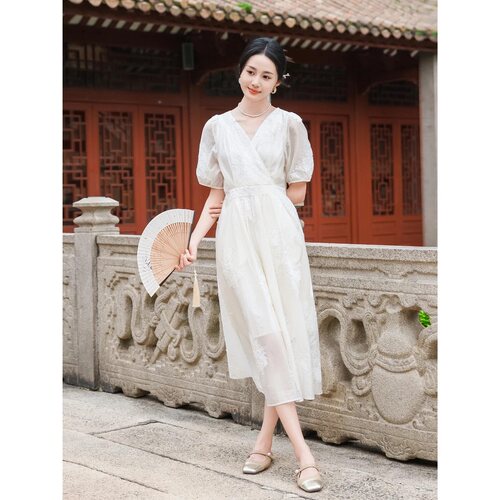 清仓夏季新中式连衣裙女2026年新款复古气质法式休闲收腰显瘦裙子