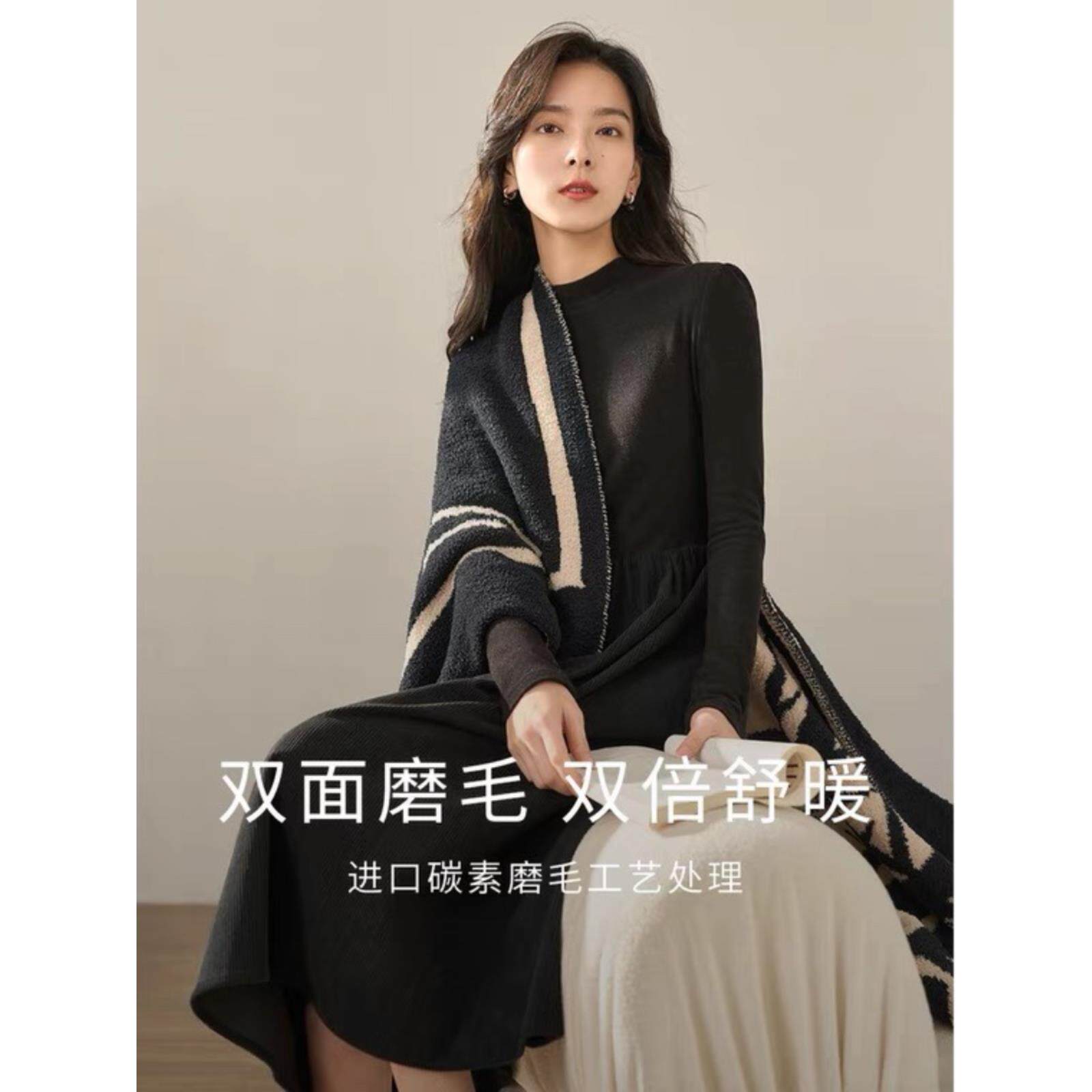 清仓覆古拼接连衣裙女2026秋冬款半高领长袖打底衫收腰a字半身裙