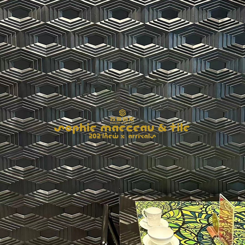 3D立体水泥砖道软包凹凸造型异型手工砖奶茶咖啡厅客餐厅墙