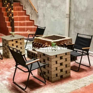 创意手工定制粗粝肌理夯土砖环保背景墙地面吧台隔断装饰酒店民宿