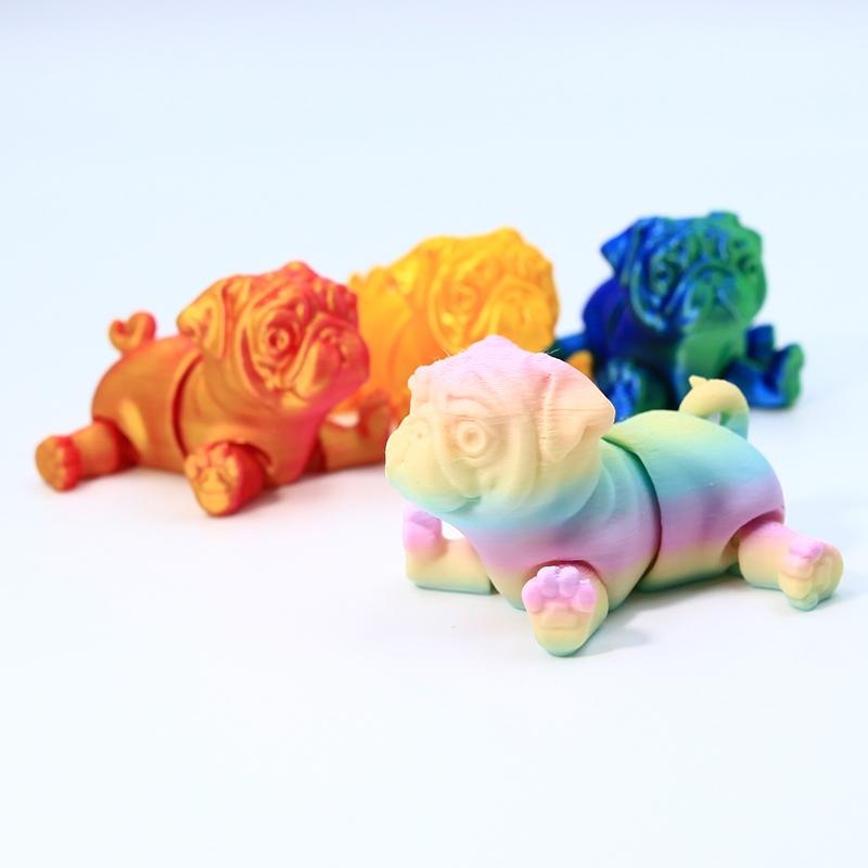 3D打印哈巴狗八哥摆件模型儿童玩具礼物关节可动摆摊仿真动物模型