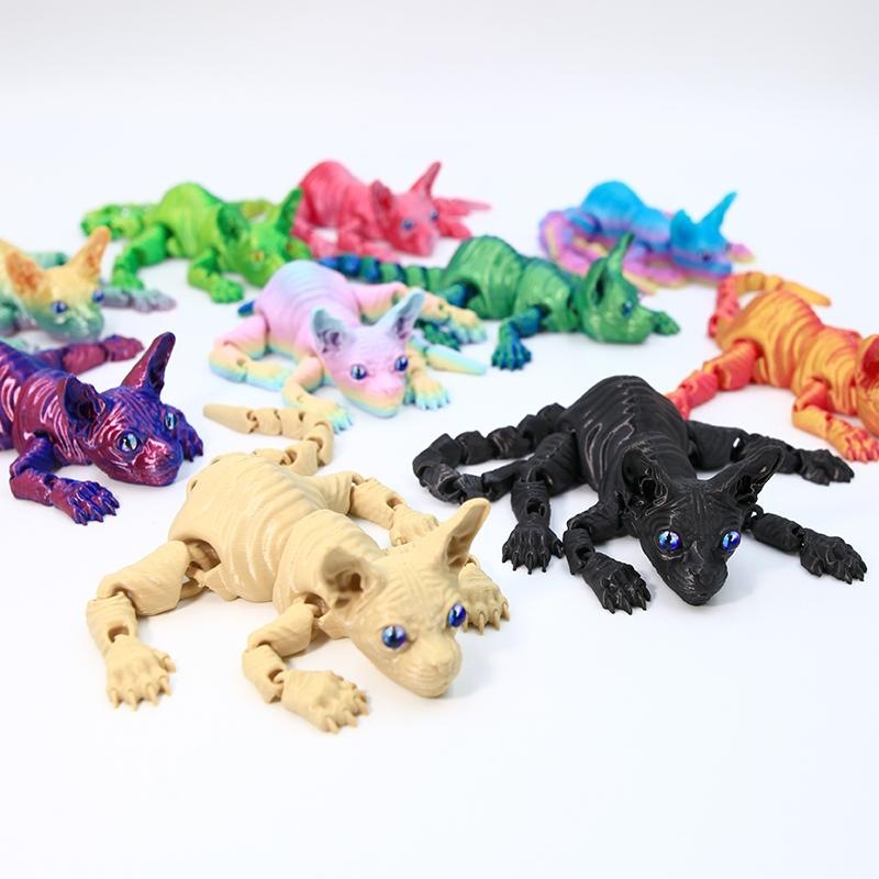 3D打印无毛猫暹罗猫摆件仿真关节动物玩具模型摆摊创意儿童礼物
