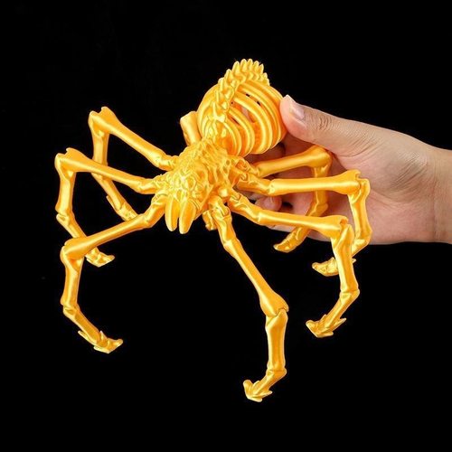 3D打印夜光大蜘蛛可动可缩吸紫外线夜光彩色蜘蛛创意玩具骨架狼蛛