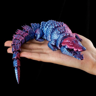 28cm3D打印鳄鱼玩具关节可动儿童模型创意摆件生日礼物摆摊造景