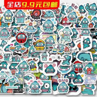 96张卡通创意丑鱼汉顿手账贴纸半鱼人可爱手帐装饰贴画笔记本DIY