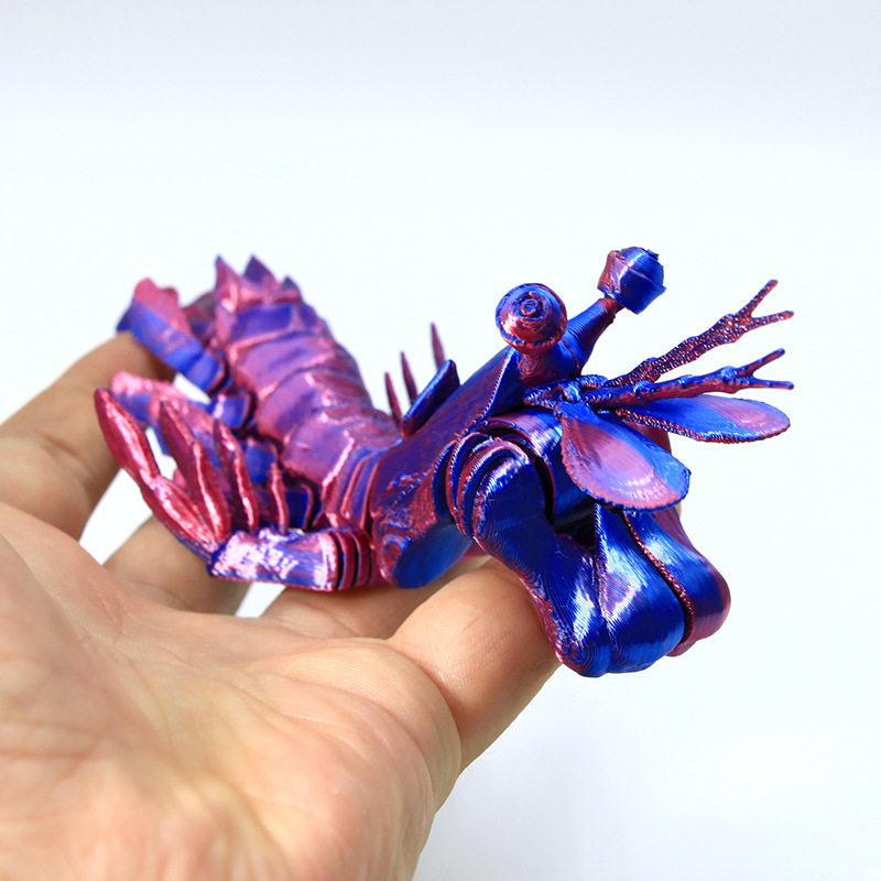 3D打印彷真皮皮虾海洋动物模型摆件儿童动物玩具礼物关节可动解压