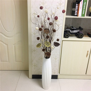 饰陶瓷客厅落地干花瓶玄关居家龙柳插花艺术摆件 天然干枝干树枝装