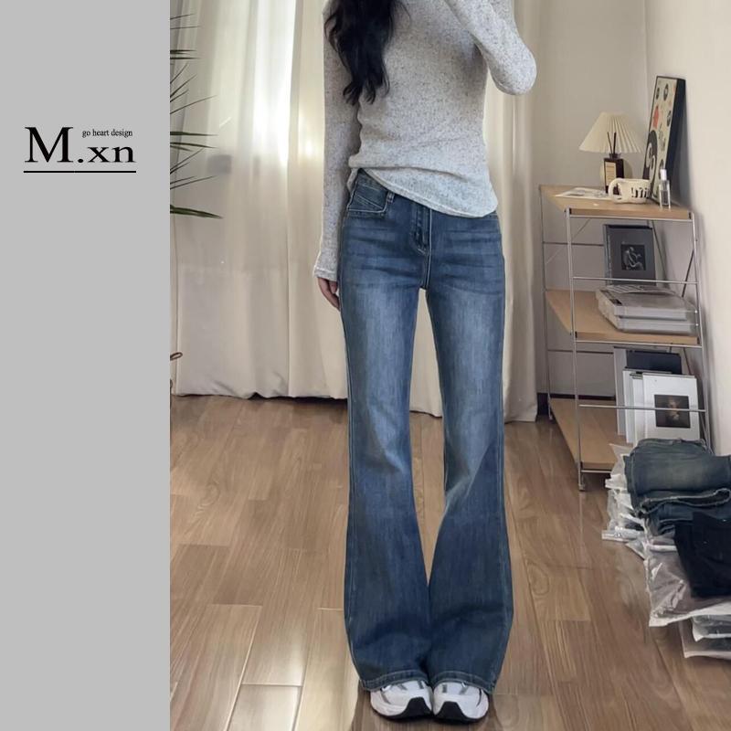 美式复古微喇牛仔裤女小个子2025新款高腰显瘦不贴腿弹力喇叭裤子