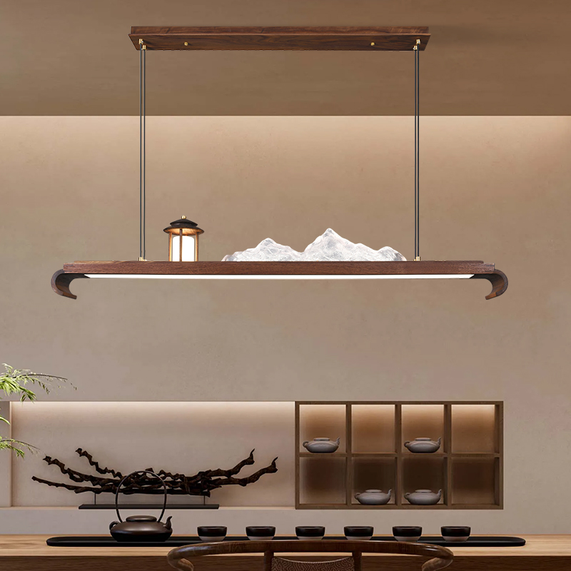 纯木印象设计师黑胡桃木茶室吊灯