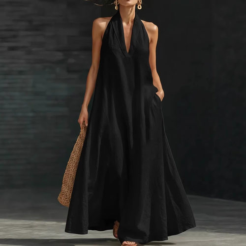 New 2026 Summer Women’s Casual Solid-color V-neck Dress, Eu