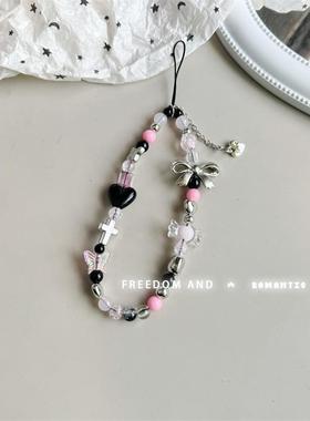 Y2K Silver Butterfly Phone Chain Short Charm Wrist Strap