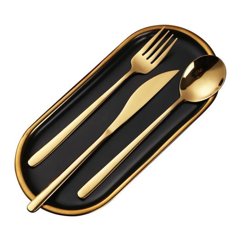 Knife, fork and spoon set of three steak plates cutlery