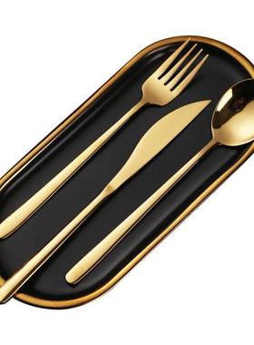 Knife, fork and spoon set of three steak plates cutlery