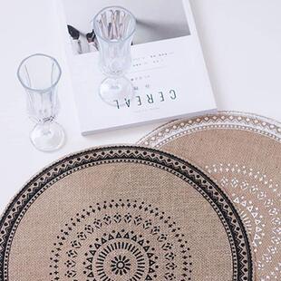 Round Lace Table Placemat Non-slip圆形美式黄麻餐垫杯垫隔热垫