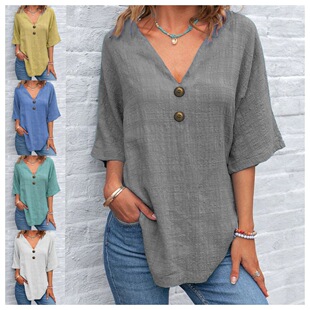 2026 New Women's Casual V-neck Short Sleeve Conventional Pul