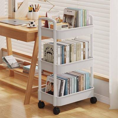 1 PC 3-Layer Rolling Plastic Storage Cart with Armrests