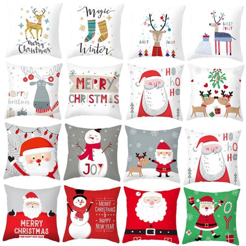 Santa Claus Reindeer Cushion Cover Merry Christmas