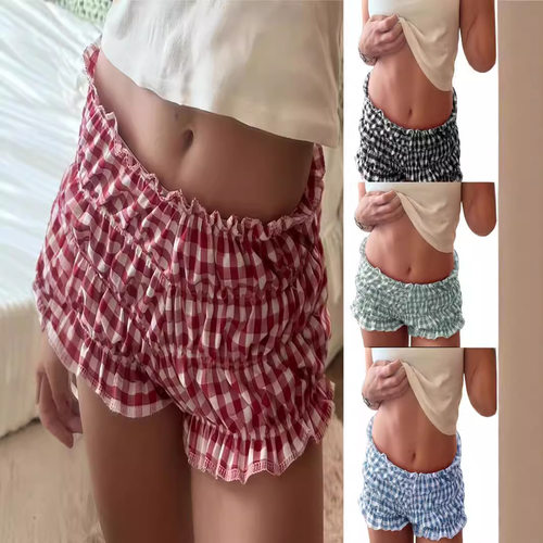 Women's Shorts European And American Casual Plaid Shorts Fas